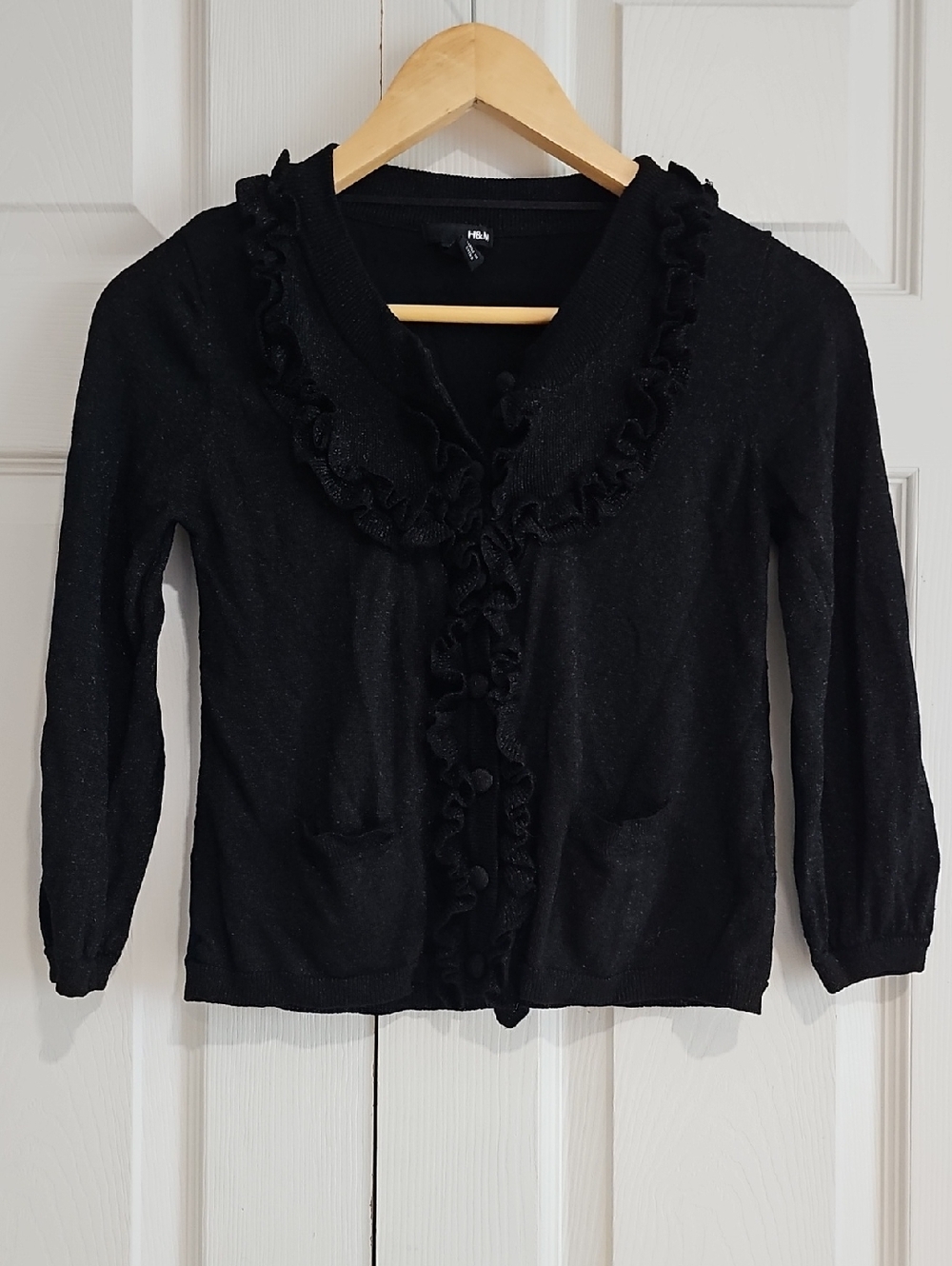 🖤 H&M Black Ruffle Cardigan – Feminine & Classic 🖤